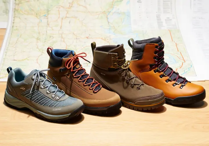 Four distinct pairs of women's hiking boots, representing top choices for various missions in a 2025 field report.