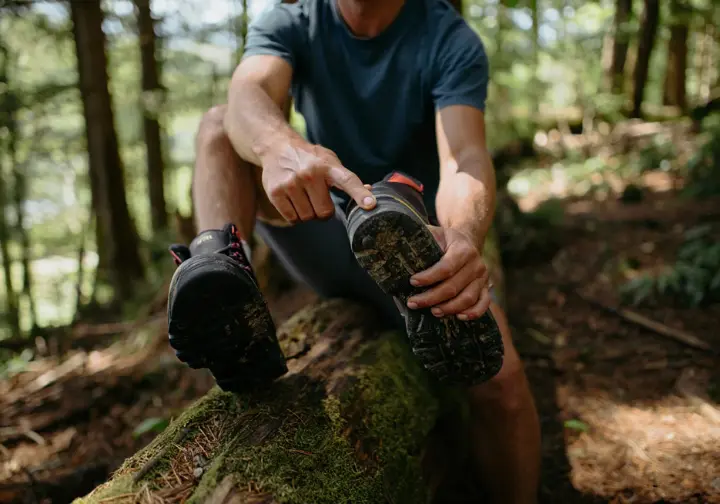A hiker closely examines the construction of their steel toe hiking boot to understand what truly matters for performance and durability on the trail.