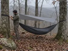 Hammock Camping Is Great Until It Isn’t Hammock camping setup hanging between two oaks in Pisgah National Forest on an overcast morning