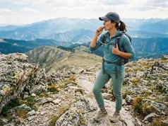 Best CamelBak Hydration Backpack for Every Hike Hiker drinking from a CamelBak hydration backpack hose on a sunlit ridgeline trail