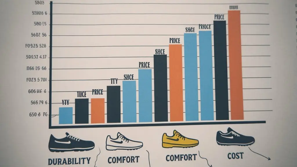 Comparison chart of waterproof shoes illustrating price versus performance metrics like durability and comfort.