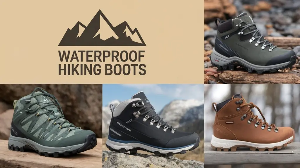 Collage of top brands offering water-resistant women's hiking boots.