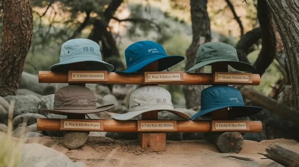 A display of the top recommended hiking hats for 2025, highlighting their features and suitability for outdoor adventures.