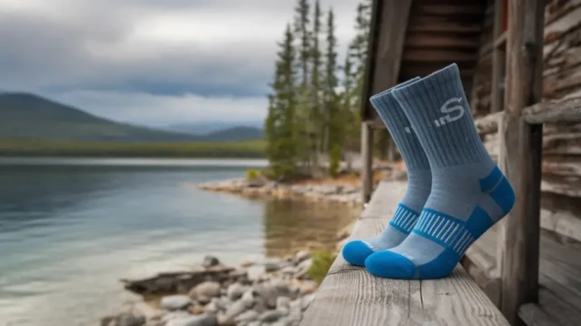 Smartwool wool socks in a cozy outdoor setting, perfect for warmth and comfort in cold weather.