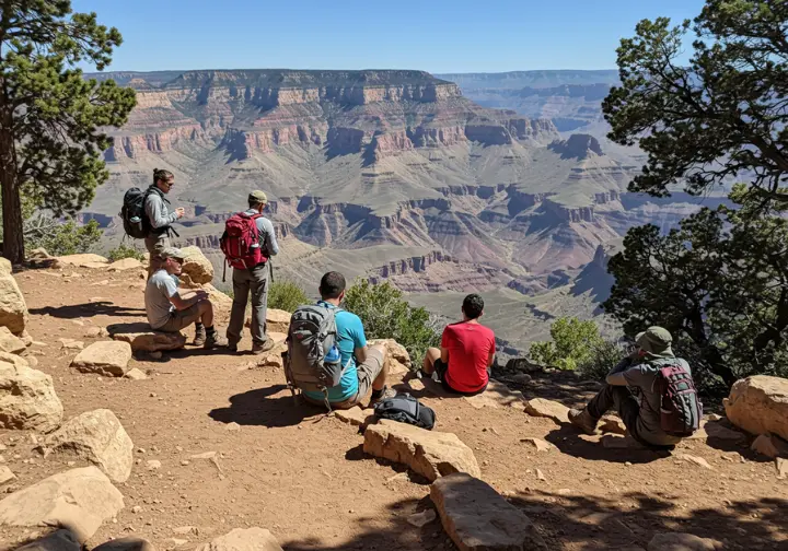 Enjoying a day hike on the Bright Angel Trail