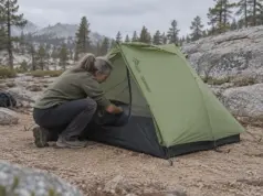 Great Backpacking Tents Sized the Way Pros Buy Two-person backpacking tent pitched on granite in the Sierra Nevada under flat overcast light