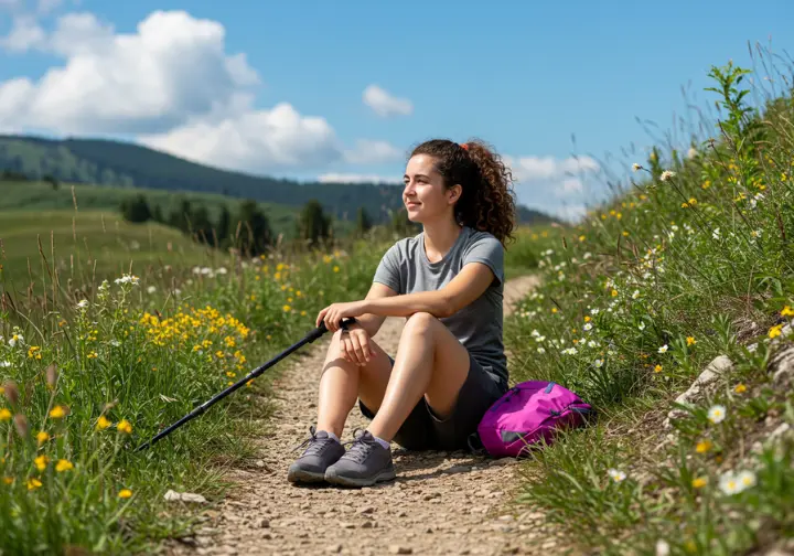 A woman trying on hiking shorts to find the perfect fit for outdoor adventures.