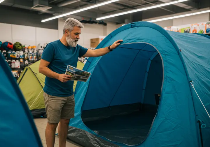 Collage of top inflatable tents for families, backpacking, glamping, and budget camping.