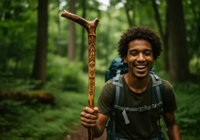 DIY guide to making a hiking stick for trailblazers.