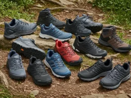 Variety of hiking footwear options for comfort and performance on trails.