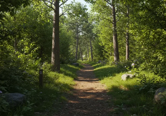 Scenic hiking trail in Long Island, showcasing hidden natural beauty and lush greenery.