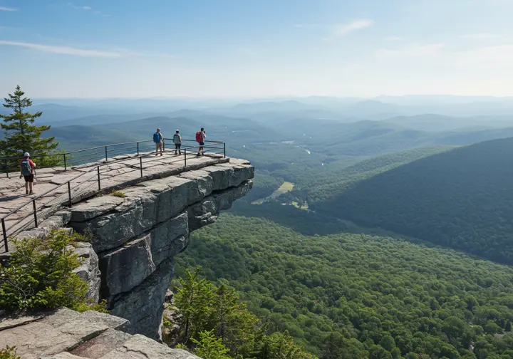 Scenic overlook at Minnewaska State Park Preserve, highlighting signature trails and panoramic views.