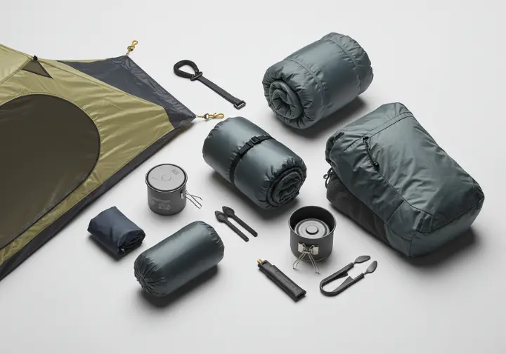 Trekkers' top gear: a curated selection of recommended ultralight backpacking products including shelter, sleep system, backpack, and cooking system.