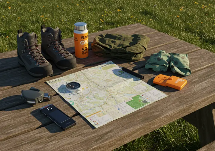 Hiking gear laid out for planning a Long Island hike, essential tips and preparation.