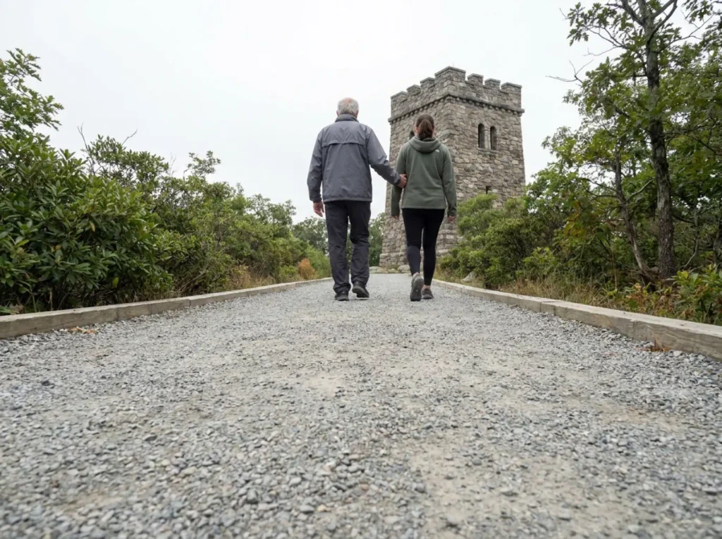 The accessible All Persons Trail at Bear Mountain, the easy route to the same New York summit