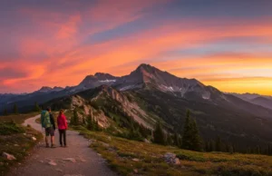 Sam’s Point Ice Cave Trail: Secret Depths Await Overview of Sam's Point Ice Cave Trail with hikers at the trailhead, showcasing the scenic mountain landscape.