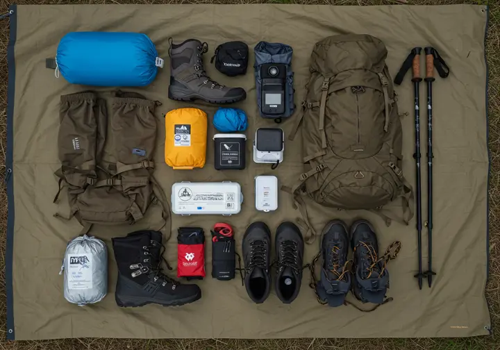 Essential specialized gear for Gates of the Arctic backpacking, including a tent, backpack, boots, bear canister, and satellite messenger.