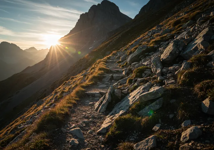 Challenging rocky terrain on the Slovenian Mountain Trail, highlighting the physical demands of the hike