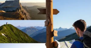 A Hiker’s Guide to Every “Bald Mountain” Trail A hiker stands at a trail junction with signs pointing to different types of "Bald Mountain" landscapes, representing a guide to choosing the right trail.