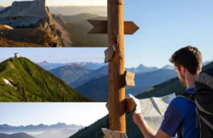A Hiker’s Guide to Every “Bald Mountain” Trail A hiker stands at a trail junction with signs pointing to different types of "Bald Mountain" landscapes, representing a guide to choosing the right trail.