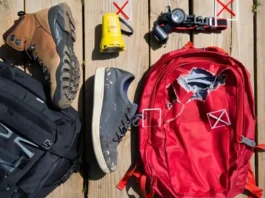 Comparison of good versus bad hiking and camping gear choices laid out, illustrating how to avoid bad buys with this guide.