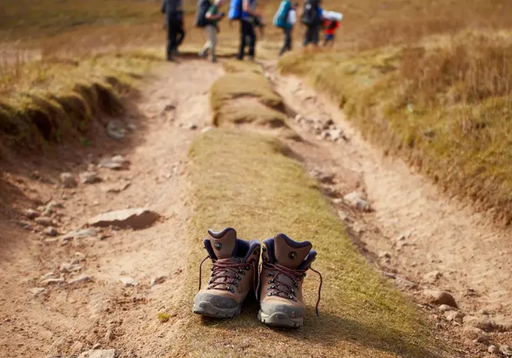 Overcrowded hiking trail showing environmental impact and congestion, illustrating the "AllTrails Effect."