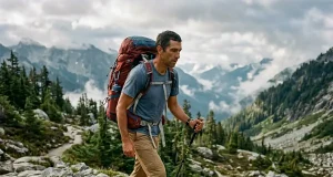 Sore Shoulders by Lunch? Fix Your Backpack Fit Hiker with a properly fitted Osprey Atmos pack, the load riding on the hips on a granite trail