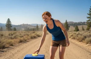 What are Trail Angels? The Hiker’s Code of Conduct A female hiker with red hair discovers a cooler of trail magic at a remote road crossing on a dusty desert trail.