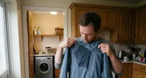 How to Wash a Gore-Tex Jacket Without Wrecking It Hiker checking where a Gore-Tex jacket has wet out before washing it at home