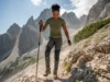 Goodyear Welt vs Cemented: A Trail Performance Analysis A focused female hiker with an athletic build navigating a treacherous rocky trail in the mountains.