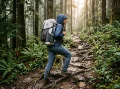 Pack Liner vs Rain Cover and the $1 Winner Hiker in light rain on a wet forest trail with a Hyperlite pack and no rain cover, pack liner vs rain cover in real use