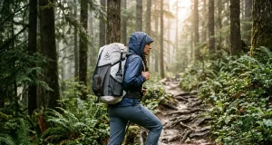 Pack Liner vs Rain Cover and the $1 Winner Hiker in light rain on a wet forest trail with a Hyperlite pack and no rain cover, pack liner vs rain cover in real use