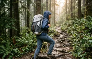Pack Liner vs Rain Cover and the $1 Winner Hiker in light rain on a wet forest trail with a Hyperlite pack and no rain cover, pack liner vs rain cover in real use