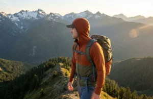 The Triple Crown of Hiking: A Lifetime Progression Plan A backpacker standing on a rocky ridge overlooking a vast mountain range at sunset, representing the scale of the Triple Crown.