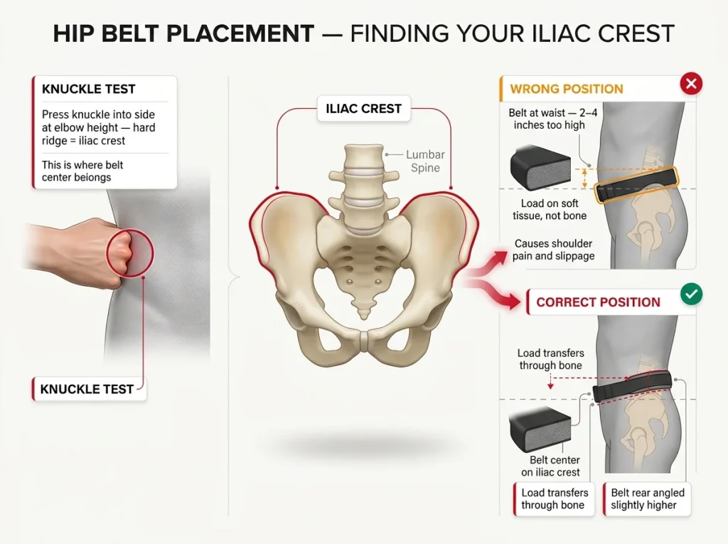 TheHikingTribe INFOGRAPHIC iliac crest hip belt placement anatomy