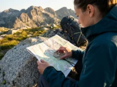 Baseplate Compass Features: Cut Through the Hype Hiker using Suunto baseplate compass on topographic map in alpine terrain