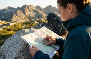 Baseplate Compass Features: Cut Through the Hype Hiker using Suunto baseplate compass on topographic map in alpine terrain