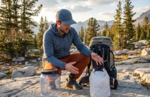 Bear Canisters vs Bags: Weight, Rules, & the Real Tradeoffs Backpacker comparing bear canister vs bear bag at High Sierra campsite