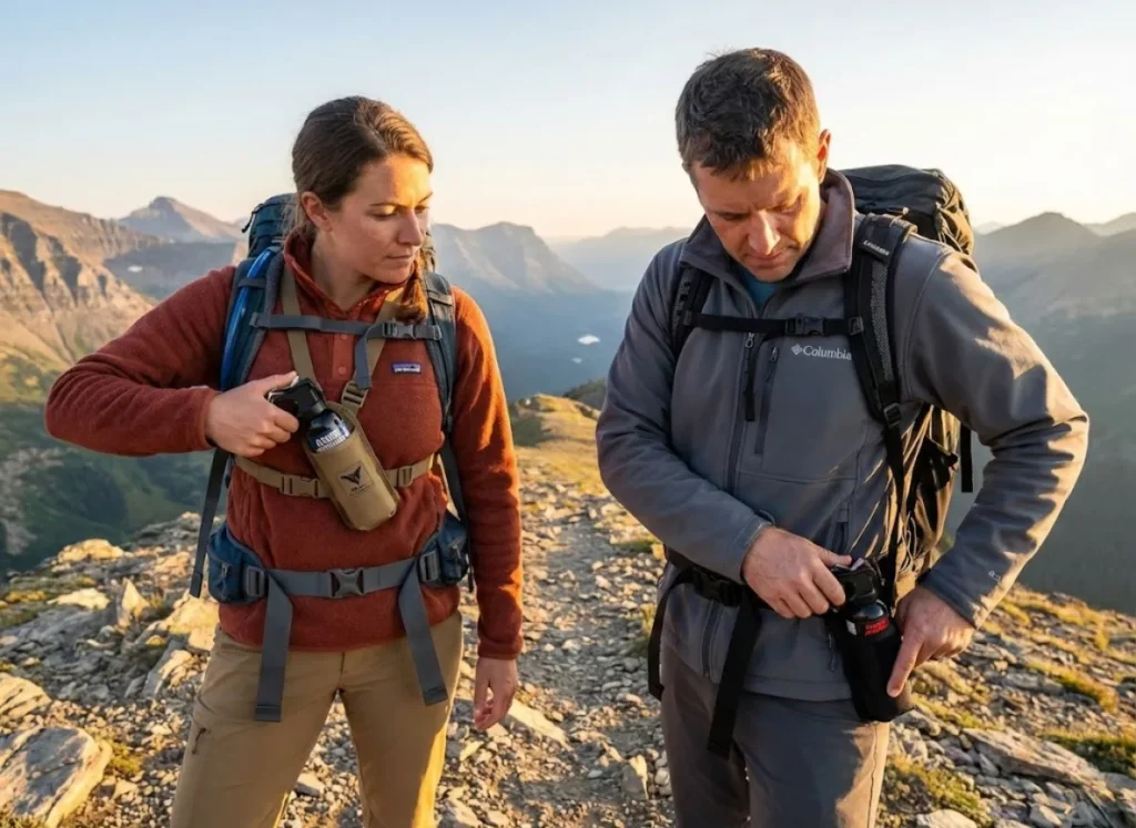 Comparison of chest versus hip bear spray holster placement on alpine trail