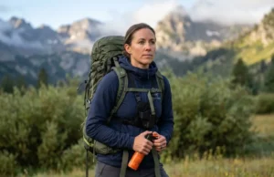 Bear Spray Holsters Reaction Time: The 2-Second Standard Hiker practicing bear spray holster reaction time draw from chest mount in wilderness