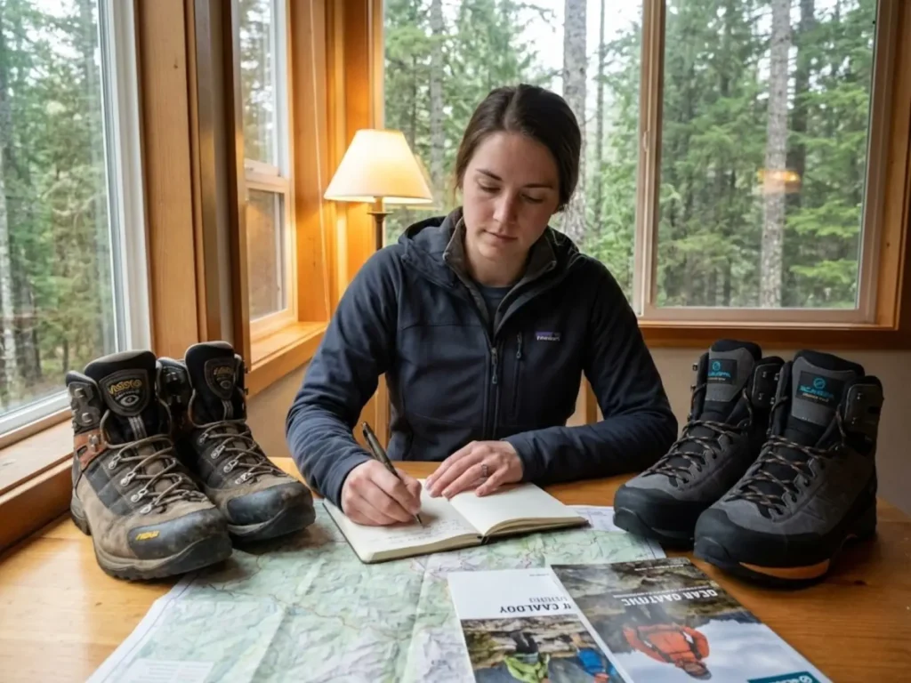 Hiker comparing worn Asolo boots versus new Scarpa boots to decide if resoling is cost-effective