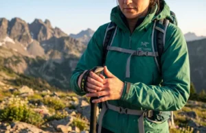 Trekking Pole Wrist Strap Technique Most Hikers Get Wrong Hiker demonstrating proper trekking pole wrist strap technique on alpine trail
