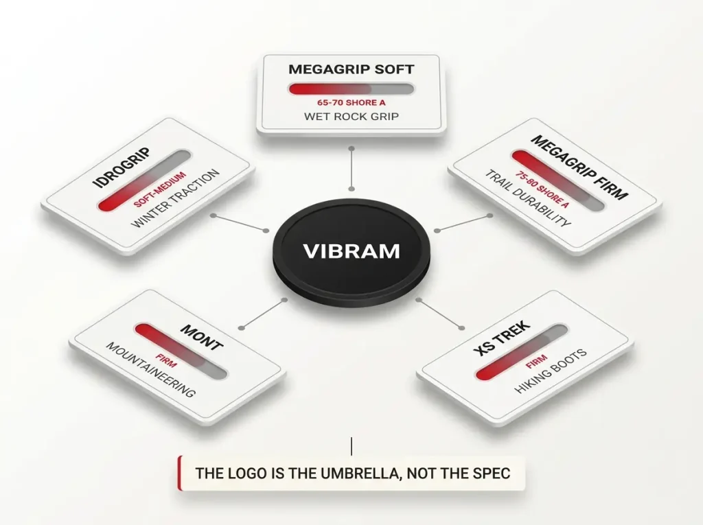 TheHikingTribe INFOGRAPHIC vibram one brand many rubber compounds