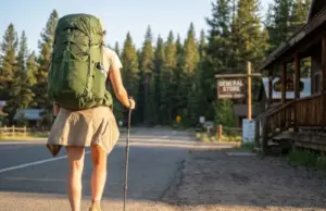 Stuck in Town Again? The Nero Day Fix That Works Thru-hiker leaving a trail town with loaded pack during a nero day resupply stop