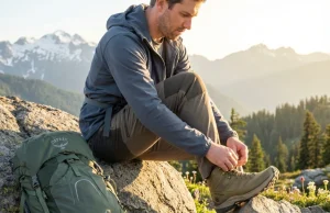 7 Wide Toe Box Boots I’d Actually Hike In Again Hiker lacing wide toe box Topo Athletic Trailventure 2 boots on alpine granite overlook