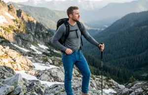 How to Choose Hiking Pants by Activity Type (Field-Tested) Male hiker wearing Arc'teryx hiking pants on a rocky alpine ridge