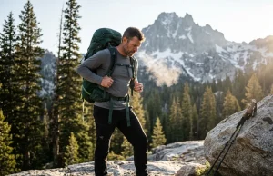 Ready for That Trail? A 3-Step Hiking Fitness Test Male hiker adjusting his Osprey backpack at an alpine trailhead preparing for a hiking fitness test.