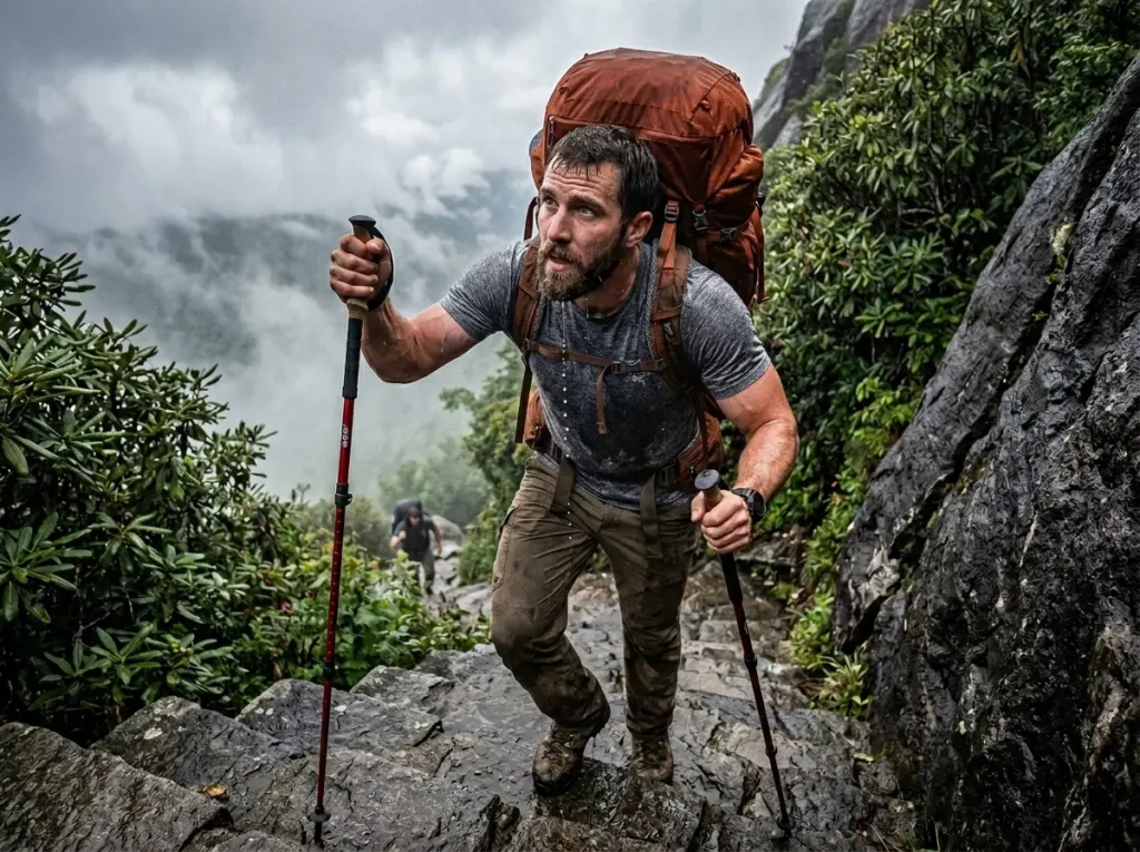 Double poling gait for uphill trekking pole exercises for trail training