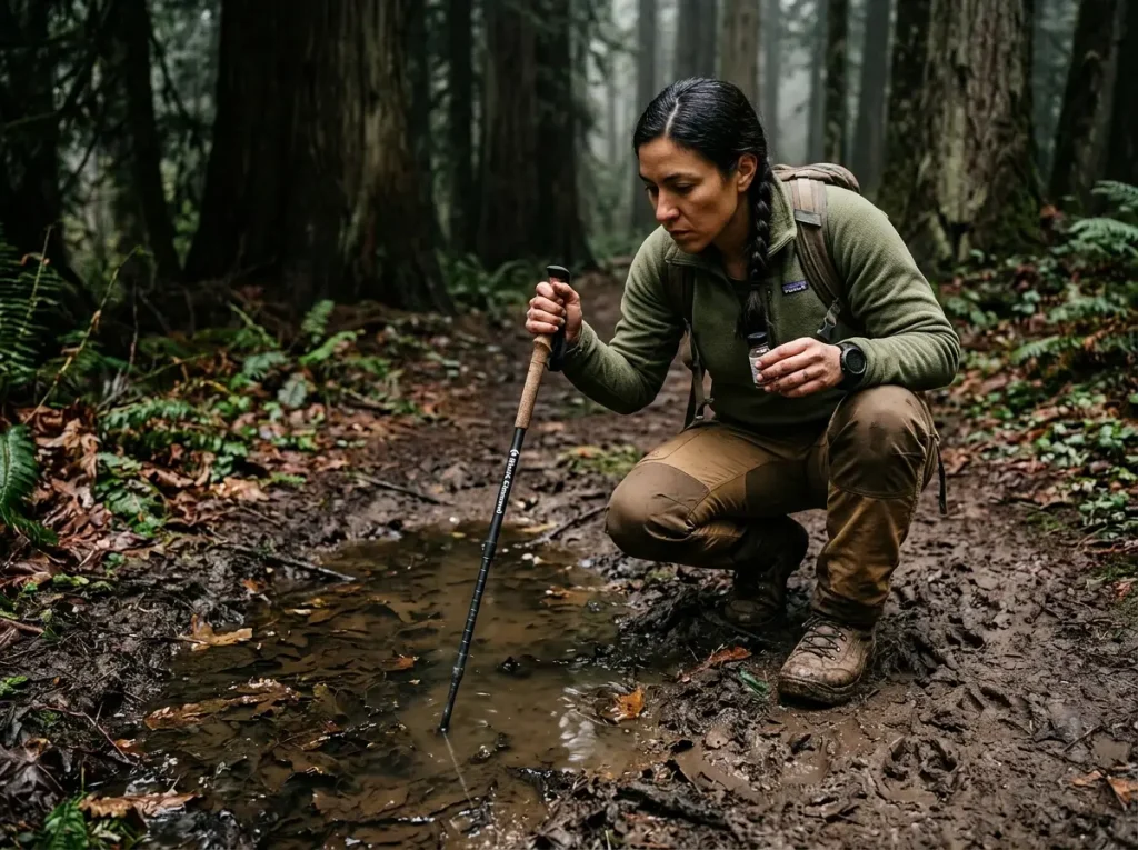 Guide analyzing trail puddles for pathogens during an iodine tablets vs chlorine dioxide hiking test.