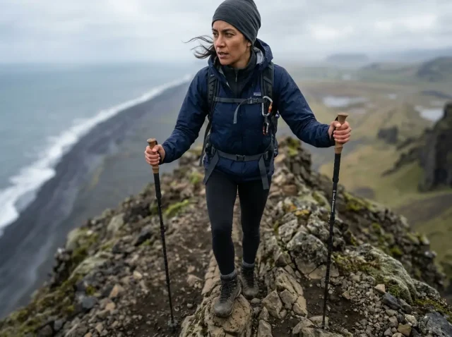 best-hikes-iceland-ring-road-mulagljufur-spine Female hiker on narrow ridgeline above Múlagljúfur Canyon, best hikes Iceland Ring Road